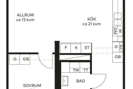 Möblerad 2:a Kronan 54 kvm